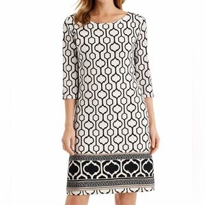 Larry Levine Black and White Patterned Dress